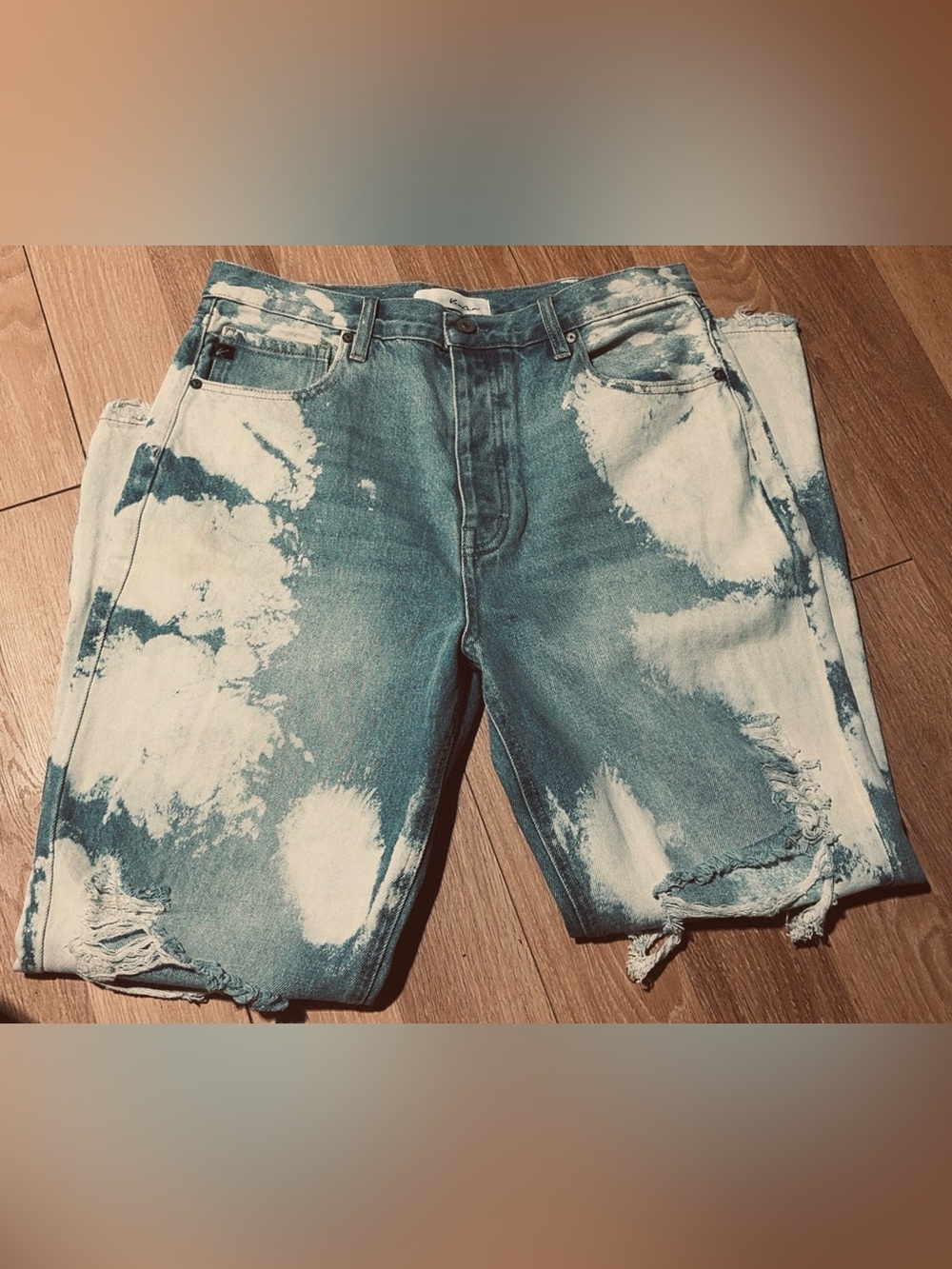 KanCan Tie-Dye Light & Dark Blue Boyfriend Jeans
